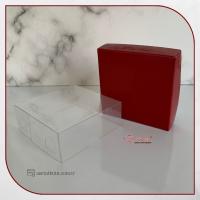 8x8x3 Altı Bordo Karton Üstü Asetat Kutu (İçten Kapanan)