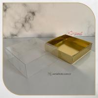 8x8x3 Altı Gold Metalize Karton Üstü Asetat Kutu (İçten Kapanan)