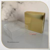 8x8x3 Altı Gold Metalize Karton Üstü Asetat Kutu (İçten Kapanan)