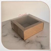 [Duvarlı Kutu] 8x8x3 Altı Koyu Kraft Karton Üstü Asetat Kutu
