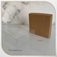 8x8x3 Altı Kraft Karton Üstü Asetat Kutu (İçten Kapanan)