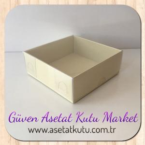 8x8x3 Altı Krem Karton Üstü Asetat Kutu