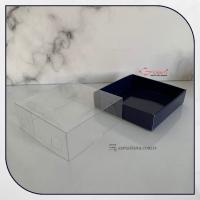 8x8x3 Altı Lacivert Karton Üstü Asetat Kutu (İçten Kapanan)