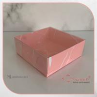 8x8x3 Altı Pembe Mermer Desenli Karton Üstü Asetat Kutu