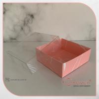 8x8x3 Altı Pembe Mermer Desenli Karton Üstü Asetat Kutu