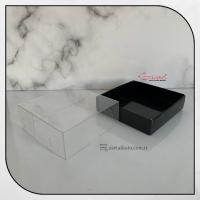 8x8x3 Altı Siyah Karton Üstü Asetat Kutu (İçten Kapanan)