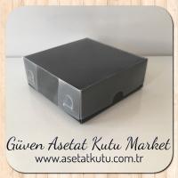 8x8x3 Altı Siyah Karton Üstü Asetat Kutu