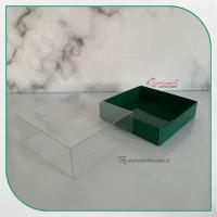 8x8x3 Altı Yeşil Karton Üstü Asetat Kutu (İçten Kapanan)