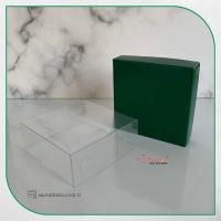 8x8x3 Altı Yeşil Karton Üstü Asetat Kutu (İçten Kapanan)