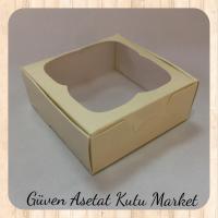 8x8x3 Krem Pencereli Karton Kutu