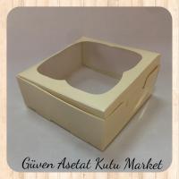 8x8x3 Krem Pencereli Karton Kutu