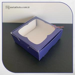 8x8x3 Lacivert Pencereli Karton Kutu