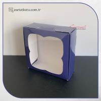 8x8x3 Lacivert Pencereli Karton Kutu