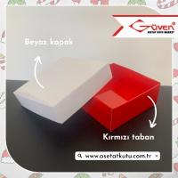 8x8x3 Tabanı Kırmızı, Kapağı Beyaz Karton Kutu