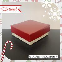 8x8x3 Tabanı Krem, Kapağı Bordo Karton Kutu