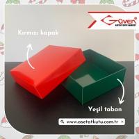 8x8x3 Tabanı Yeşil, Kapağı Kırmızı Karton Kutu