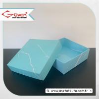 8x8x3 Mavi Mermer Desenli Komple Karton Kutu