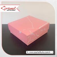 8x8x3 Pembe Mermer Desenli Komple Karton Kutu