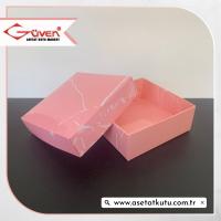 8x8x3 Pembe Mermer Desenli Komple Karton Kutu