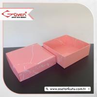 8x8x3 Pembe Mermer Desenli Komple Karton Kutu