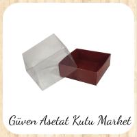 8x8x4 Altı Bordo Karton Üstü Asetat Kutu