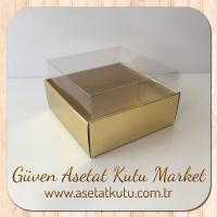 8x8x4 Altı Gold Metalize Karton Üstü Asetat Kutu