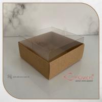 8x8x4 Altı Koyu Kraft Karton Üstü Asetat Kutu
