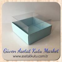 8x8x4 Altı Mavi Karton Üstü Asetat Kutu