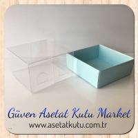 8x8x4 Altı Mavi Karton Üstü Asetat Kutu