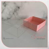 8x8x4 Altı Pembe Mermer Desenli Karton Üstü Asetat Kutu