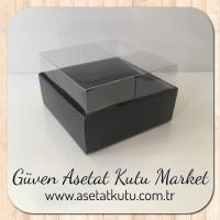 8x8x4 Altı Siyah Karton Üstü Asetat Kutu