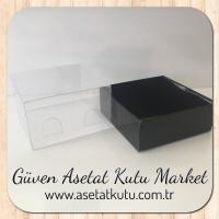 8x8x4 Altı Siyah Karton Üstü Asetat Kutu