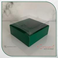 8x8x4 Altı Yeşil Karton Üstü Asetat Kutu