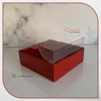 8x8x5 Altı Bordo Karton Üstü Asetat Kutu