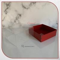 8x8x5 Altı Bordo Karton Üstü Asetat Kutu
