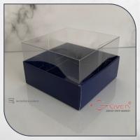 8x8x5 Altı Lacivert  Karton Üstü Asetat Kutu