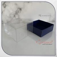 8x8x5 Altı Lacivert  Karton Üstü Asetat Kutu