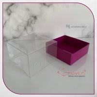 8x8x5 Altı Mor Karton Üstü Asetat Kutu