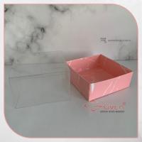 8x8x5 Altı Pembe Mermer Desenli Karton Üstü Asetat Kutu