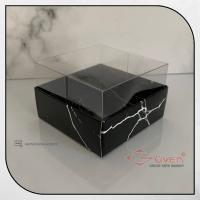 8x8x5 Altı Siyah Mermer Desenli Karton Üstü Asetat Kutu