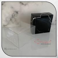 8x8x5 Altı Siyah Mermer Desenli Karton Üstü Asetat Kutu