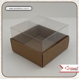 8x8x5 Altı Kraft Karton Üstü Asetat Kutu