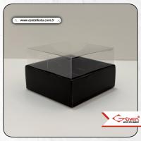 8x8x5 Altı Siyah Karton Üstü Asetat Kutu