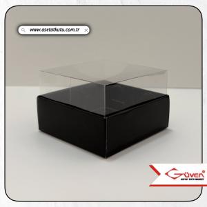 8x8x5 Altı Siyah Karton Üstü Asetat Kutu