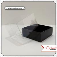 8x8x5 Altı Siyah Karton Üstü Asetat Kutu