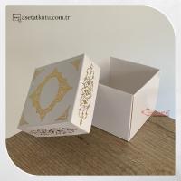 8x8x6.5 Beyaz Üzeri Gold Saray Desenli Komple Karton Kutu