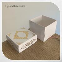 8x8x6.5 Beyaz Üzeri Gold Saray Desenli Komple Karton Kutu