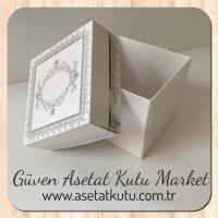 8x8x6.5 Beyaz Üzerine Gümüş Kilim Desenli Komple Karton Kutu