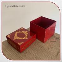 8x8x6.5 Bordo Üzeri Gold Saray Desenli Komple Karton Kutu