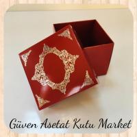 8x8x6.5 Bordo Üzerine Gümüş Saray Desenli Komple Karton Kutu